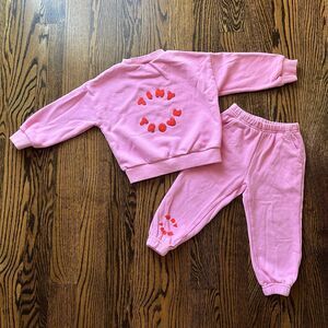 Tiny Trove Bindi Puff Tracksuit in Flamingo / Red (3Y)